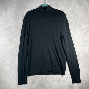 COS Sweater Womens Large Black Wool Knit Long Sleeve Pullover Turtleneck Casual